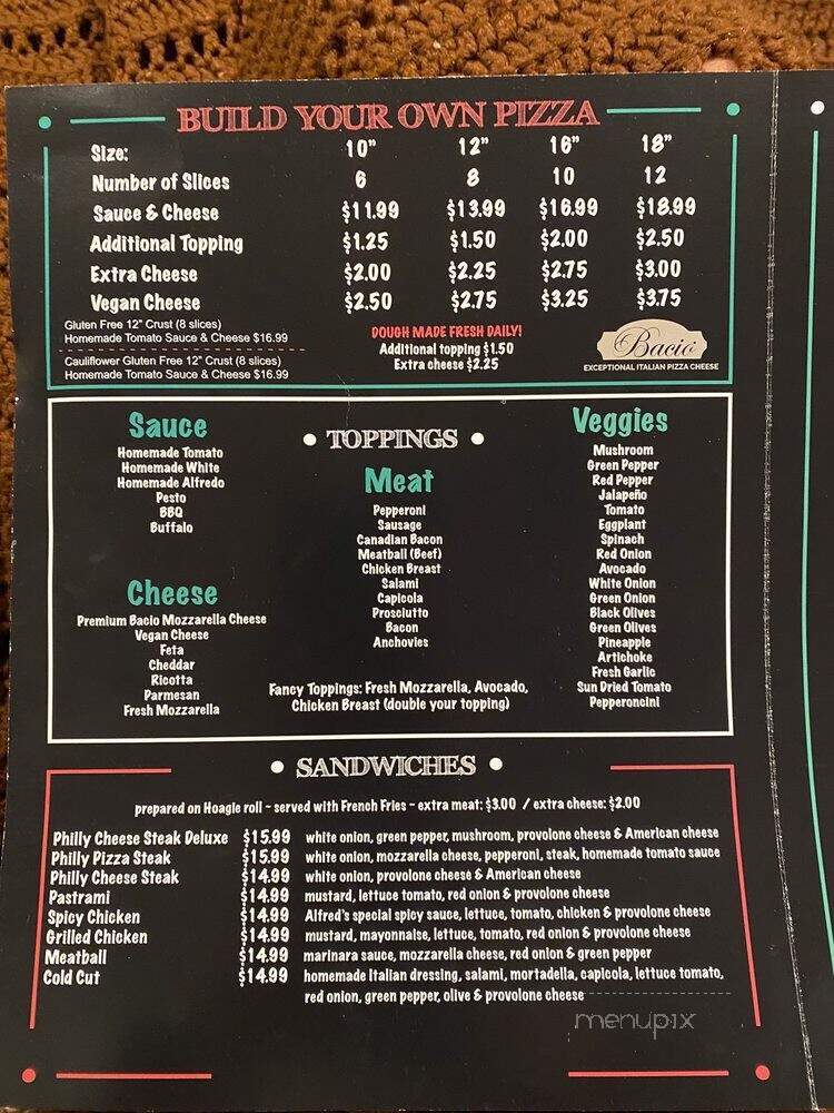 Alfred's Pizza - Los Angeles, CA menu_pic