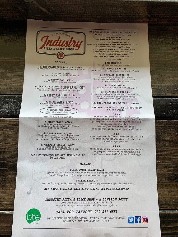 Industry Pizza & Slice Shop - Naples, FL menu_pic
