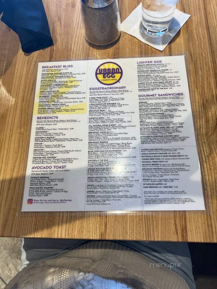 Urban Egg a daytime eatery - Colorado Springs, CO menu_pic