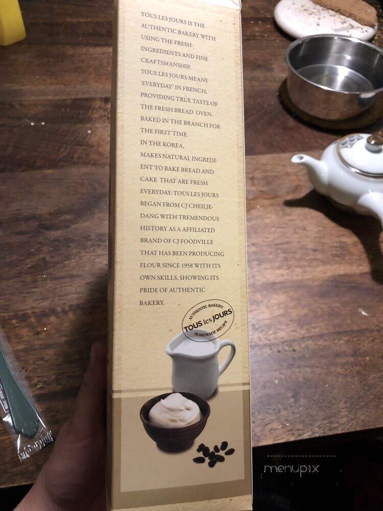 Tous Les Jours - San Diego, CA menu_pic