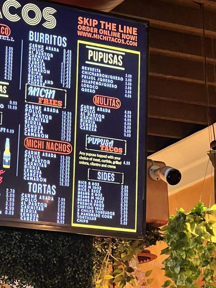 Michi Tacos - Lake Elsinore, CA menu_pic