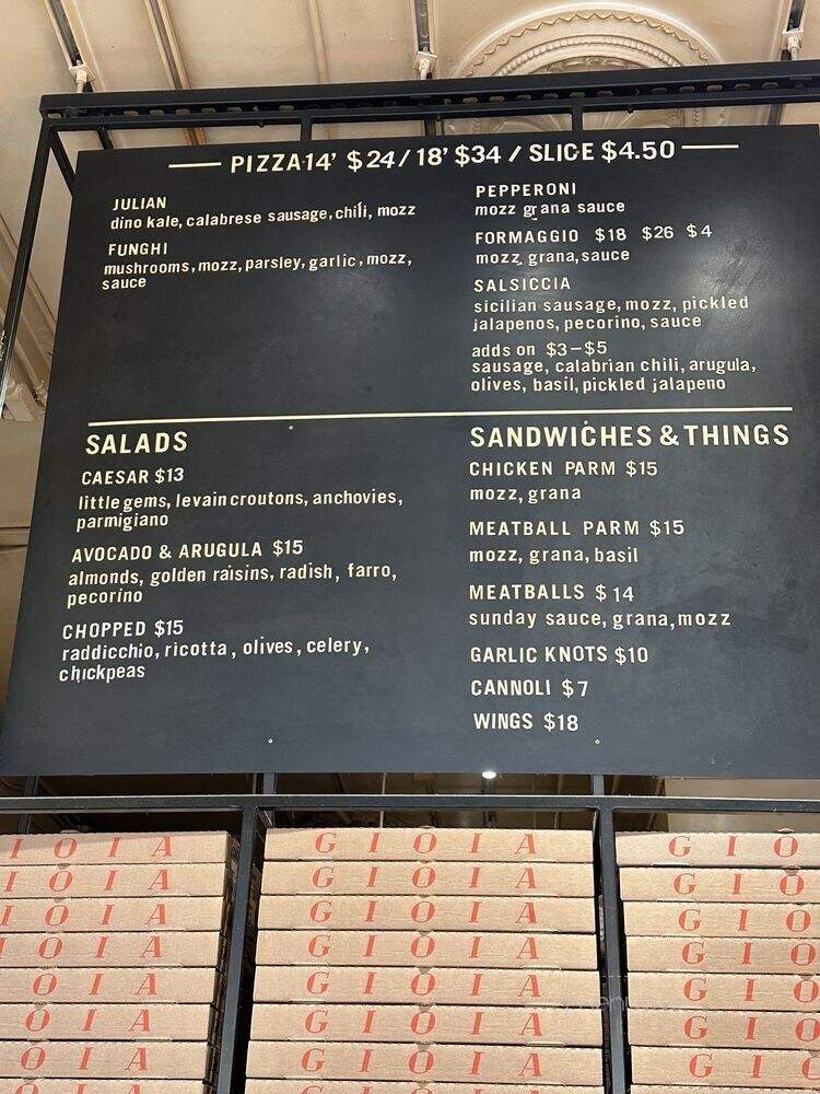 Gioia Pizzeria - San Francisco, CA menu_pic
