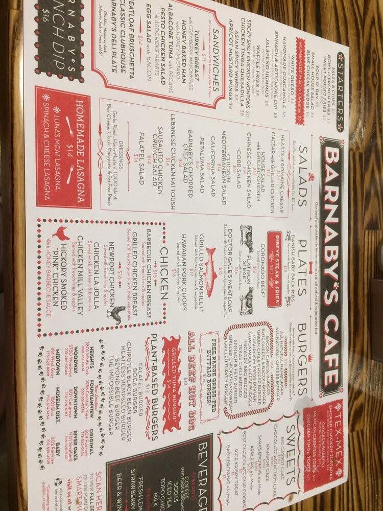 Barnaby's Cafe - Houston, TX menu_pic