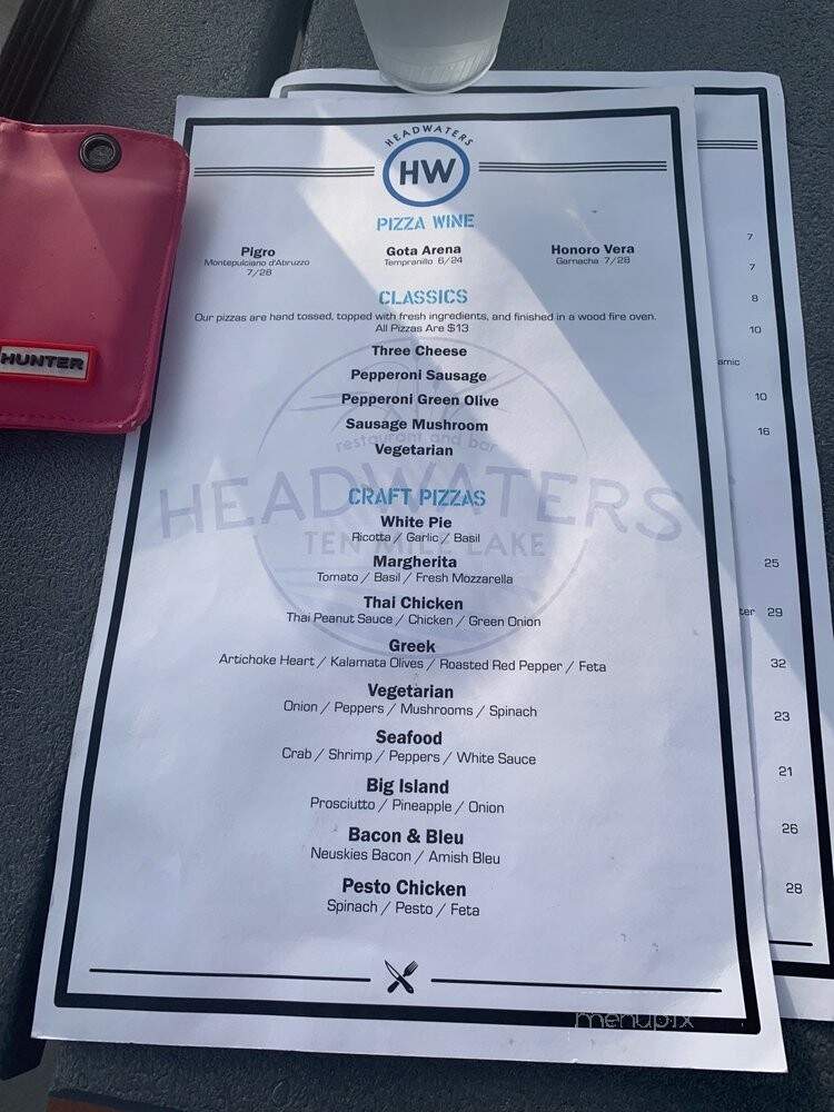 The Headwaters - Hackensack, MN menu_pic