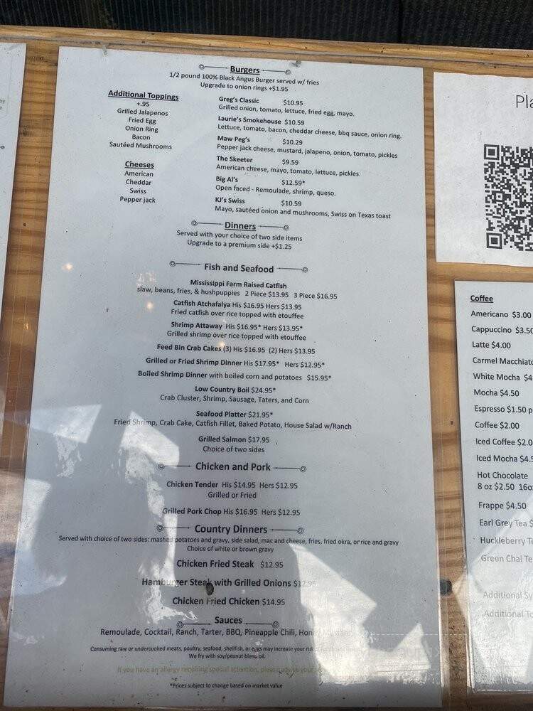 Feed Bin Cafe - Murfreesboro, AR menu_pic