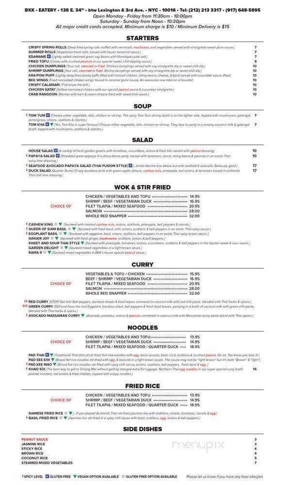 BKK Eatery - New York, NY menu_pic