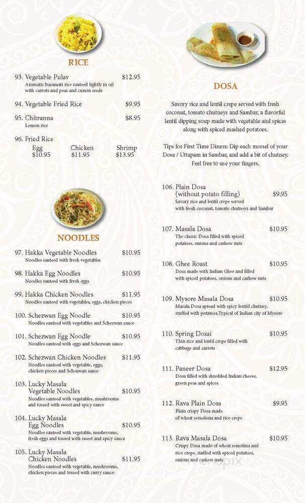 Lucky Indian Cuisine - Kokomo, IN menu_pic
