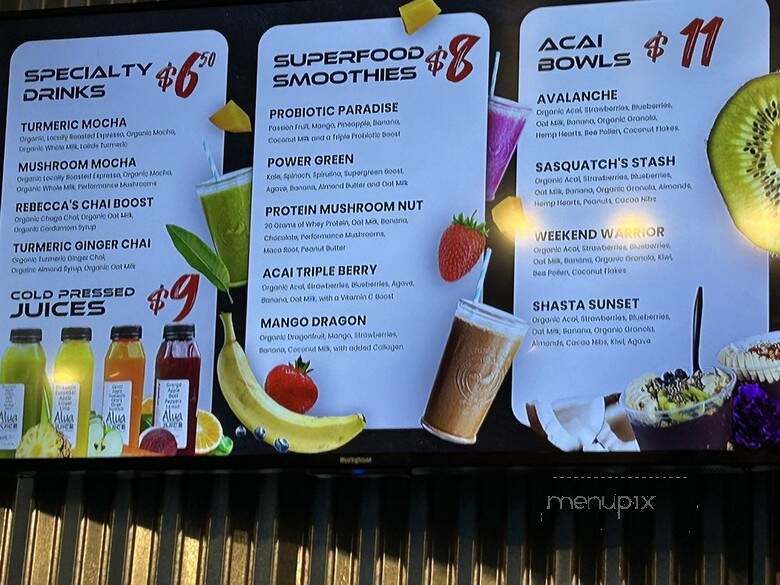 Alua Kombucha - Mount Shasta, CA menu_pic
