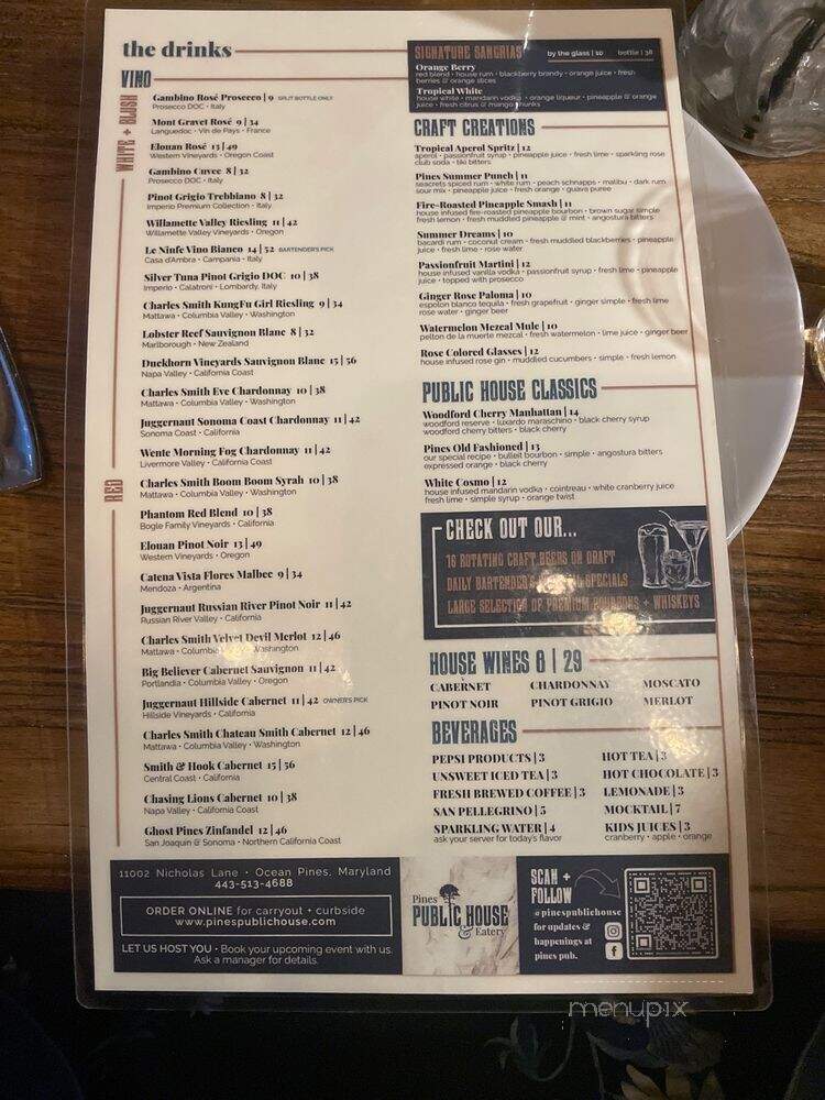 Pines Public House & Eatery - Berlin, MD menu_pic