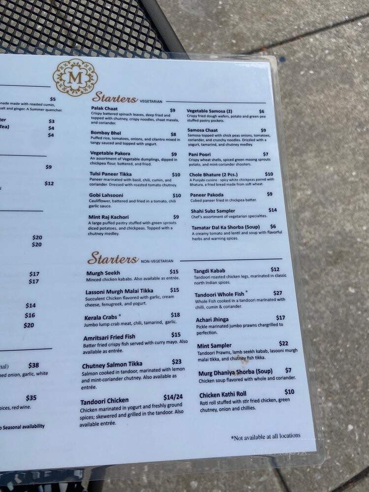 The Mint Leaf - Cockeysville, MD menu_pic