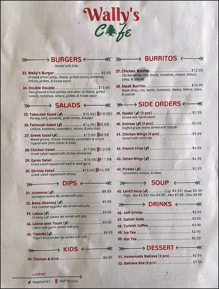 Wally's Cafe - Rocklin, CA menu_pic