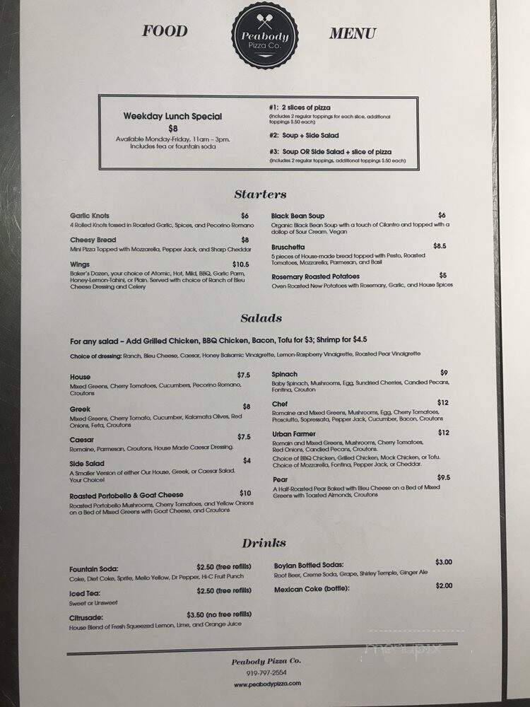 Peabody Pizza - Durham, NC menu_pic