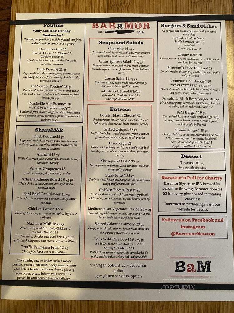 Baramor - Newton, MA menu_pic