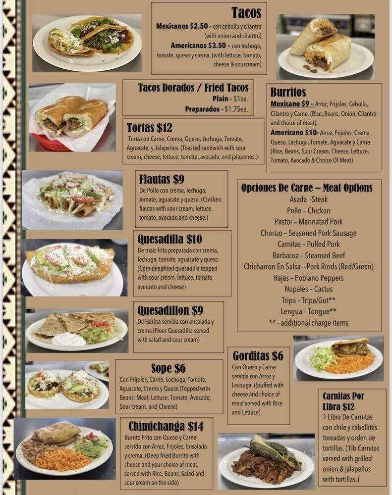 Carnitas El Bajio - Green Bay, WI menu_pic