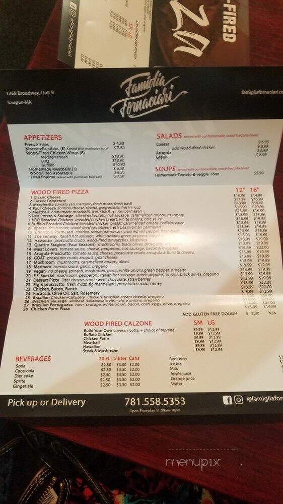 Famiglia Fornaciari Wood Fired Pizza - Saugus, MA menu_pic