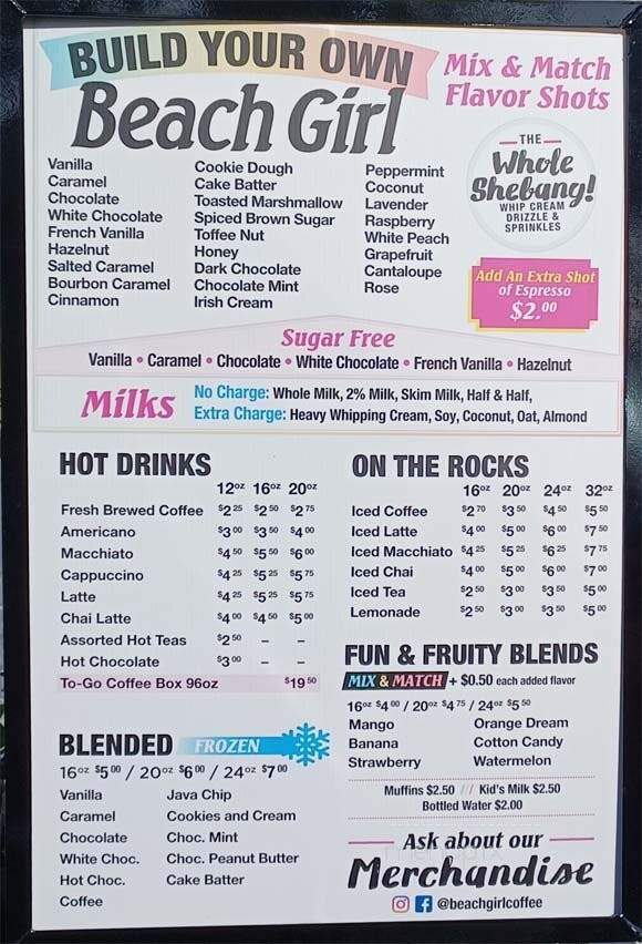 Beach Girl Coffee - Gulf Shores, AL menu_pic
