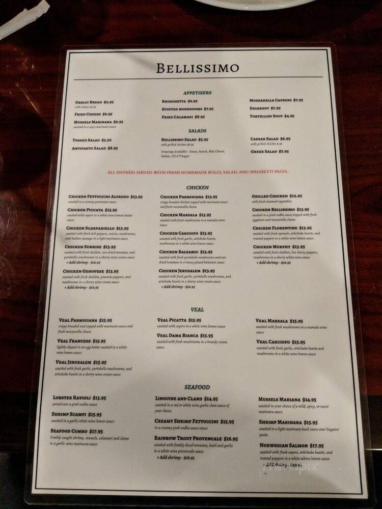 Bellisimo: Italian Restaurant - Colleyville, TX menu_pic