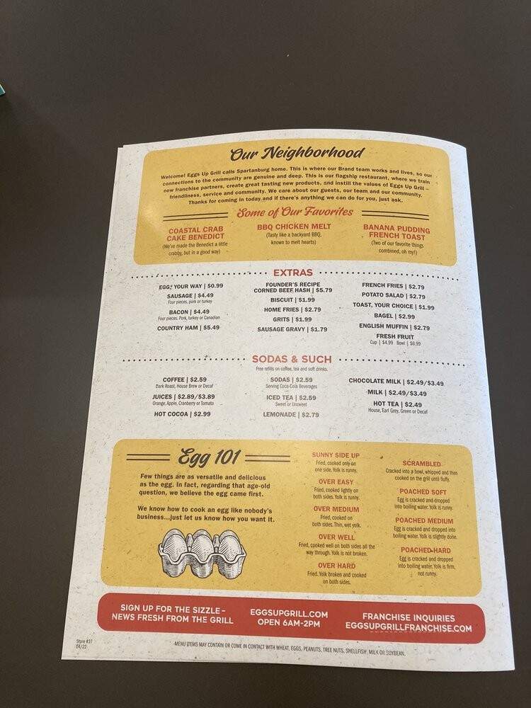 Eggs Up Grill - Spartanburg, SC menu_pic