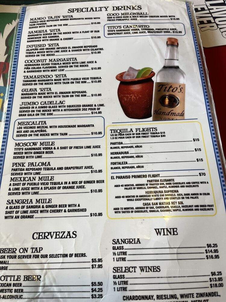 El Paraiso Mexican Grill - Monroe, WA menu_pic