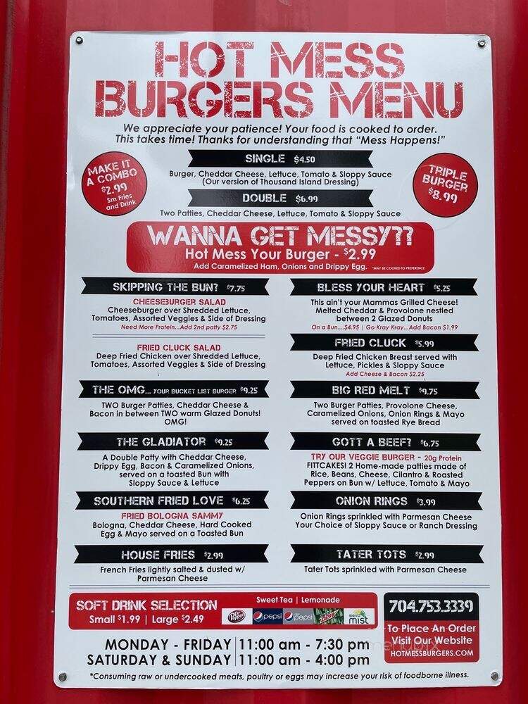 Hot Mess Burgers - Midland, NC menu_pic