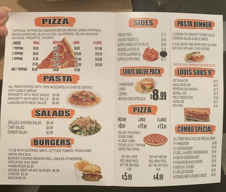 Louis Pizza - Garland, TX menu_pic