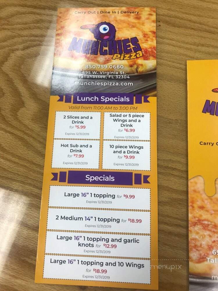 Munchies Pizza - Tallahassee, FL menu_pic