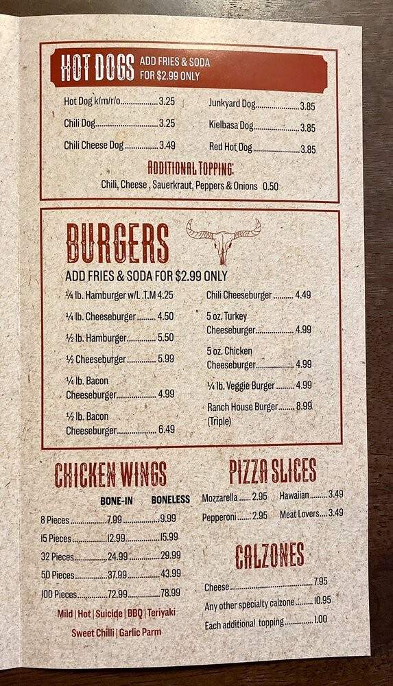 Ranch House Pizza - Hartford, CT menu_pic