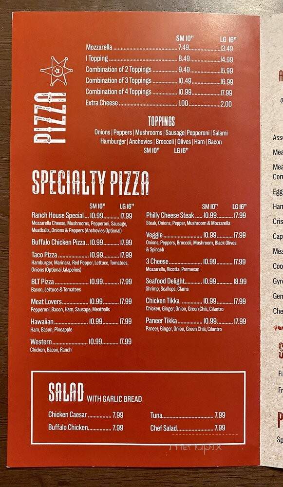 Ranch House Pizza - Hartford, CT menu_pic