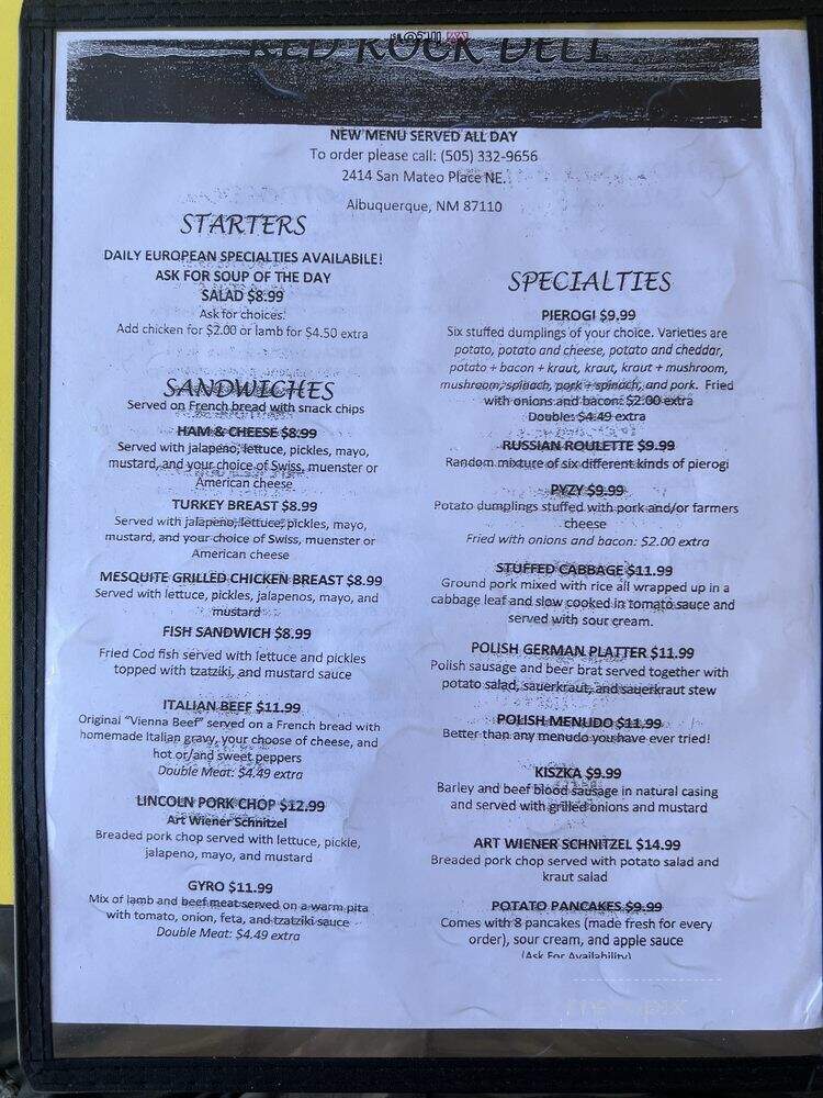 Red Rock Deli - Albuquerque, NM menu_pic