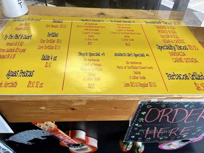 Sarah's Barbacoa - San Antonio, TX menu_pic