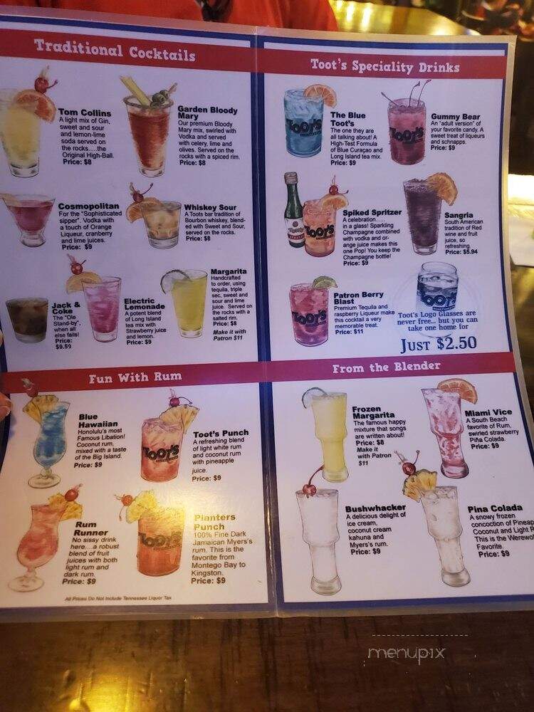 Toot's West - Murfreesboro, TN menu_pic