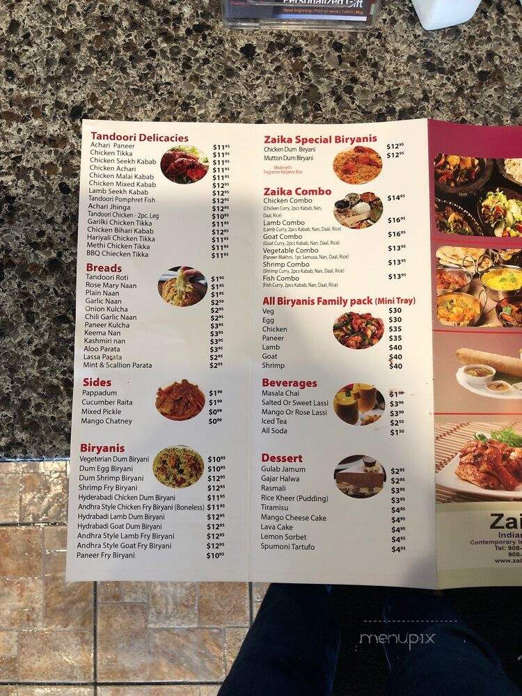 Zaika Indian Grill - Branchburg, NJ menu_pic