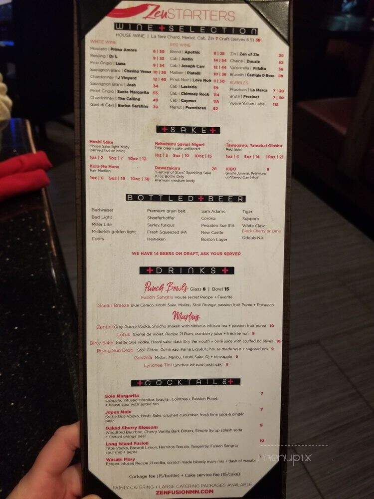 Zen Fusion Hibatchi + Lounge - Rochester, MN menu_pic
