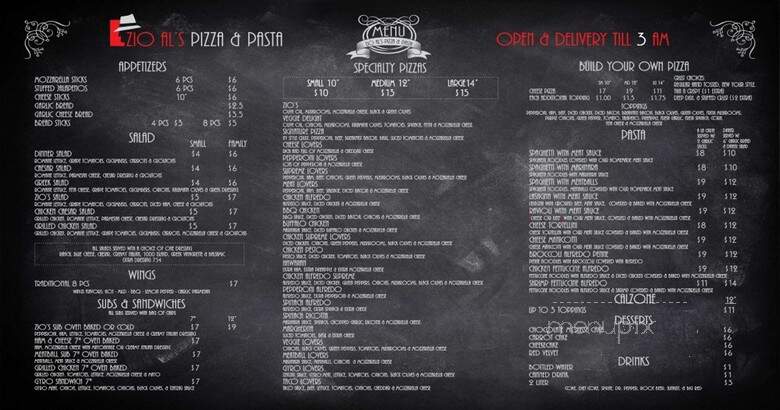 Zio Als Pizza And Pasta - Plano, TX menu_pic