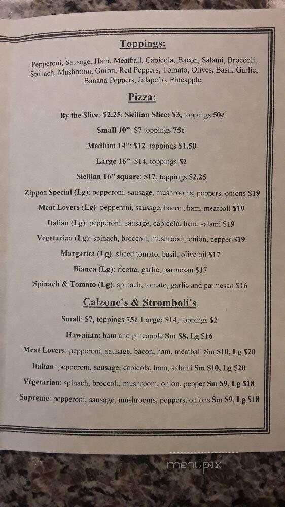 Zippoz Pizza - Casselberry, FL menu_pic
