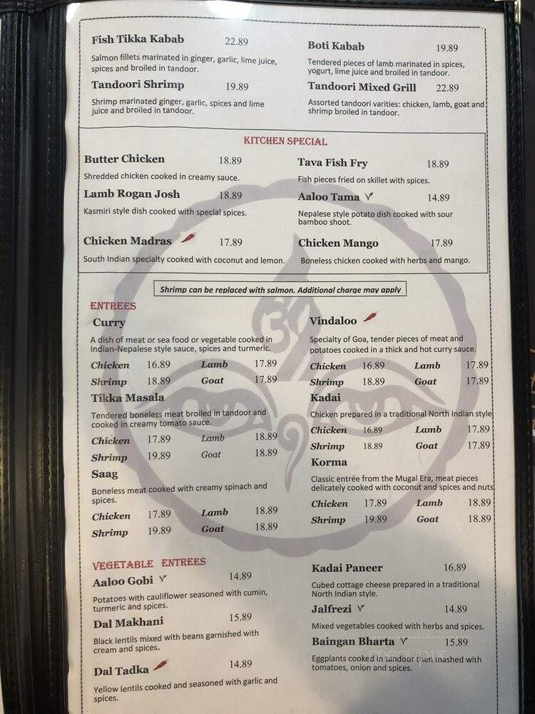 Babu's Kitchen - Manitou Springs, CO menu_pic