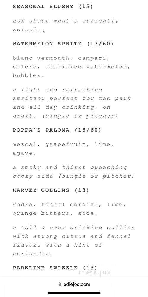 Edie Jo's - Brooklyn, NY menu_pic