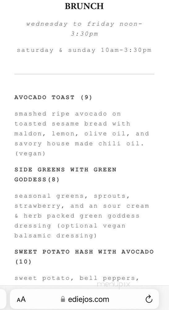 Edie Jo's - Brooklyn, NY menu_pic