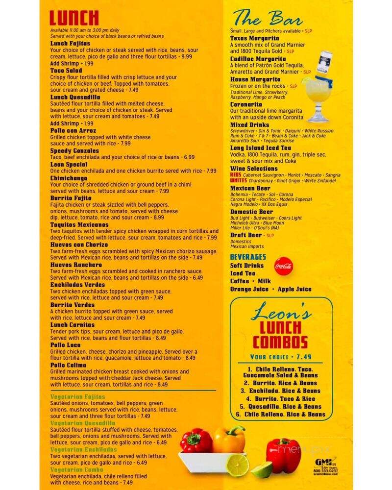 Leon Grill Burritos and Margaritas - Maineville, OH menu_pic