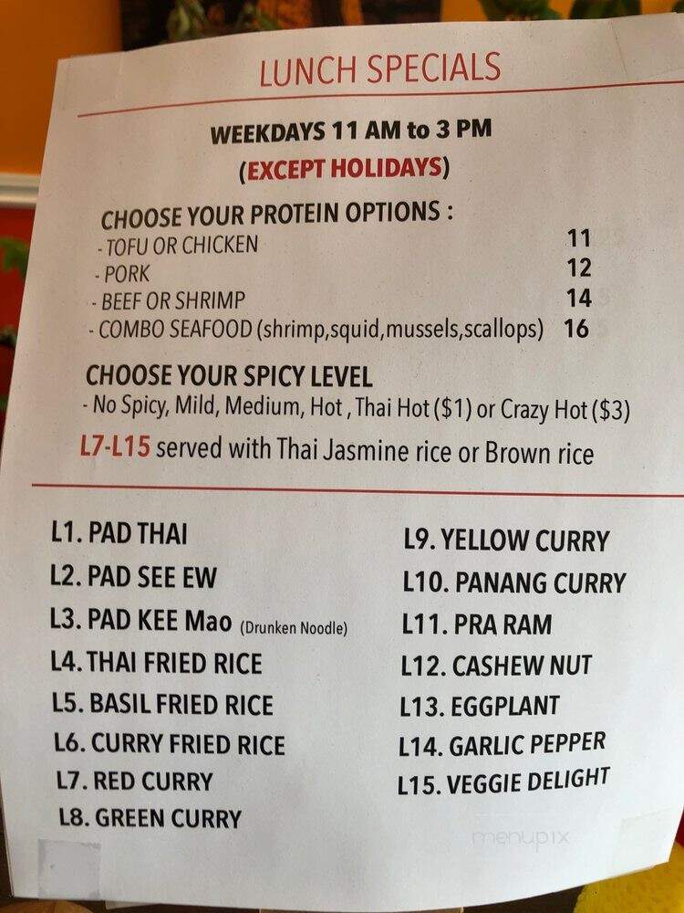 Thai Smile - Gladstone, OR menu_pic