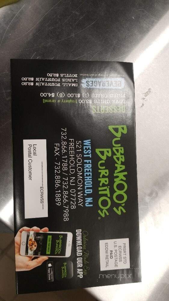 Bubbakoos Burritos - Freehold Township, NJ menu_pic
