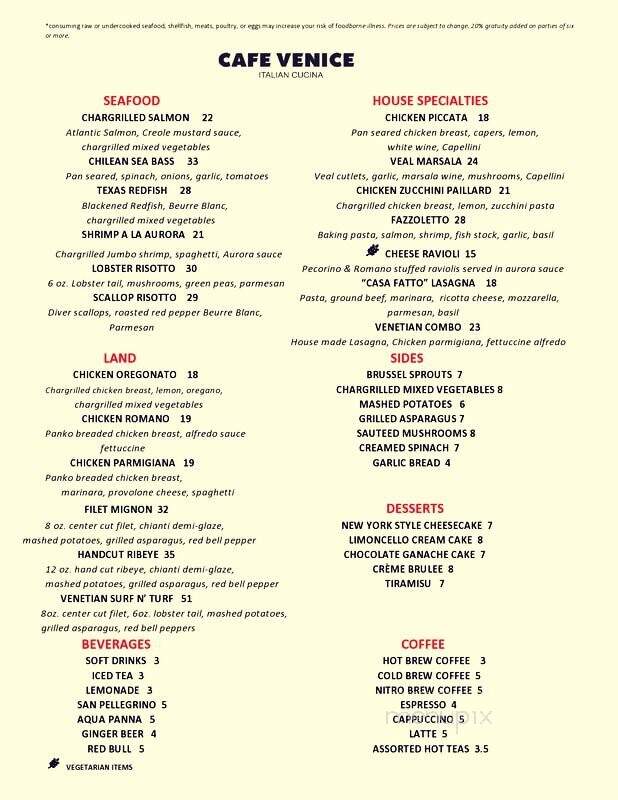 Cafe Venice - Dallas, TX menu_pic