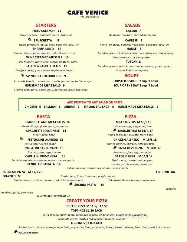 Cafe Venice - Dallas, TX menu_pic
