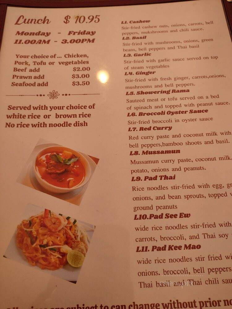 Chang Thai Express - Tacoma, WA menu_pic