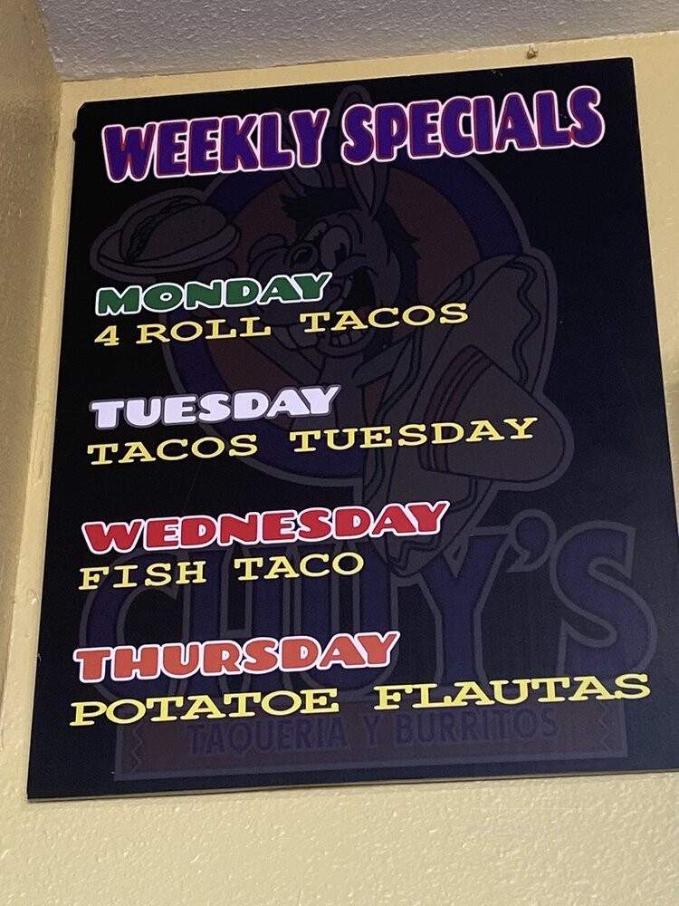 Chuy's Taqueria y Burritos - El Cajon, CA menu_pic
