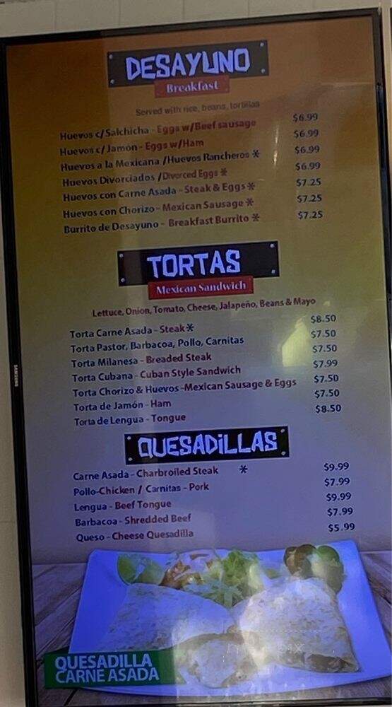 El Taco Veloz - Buford, GA menu_pic
