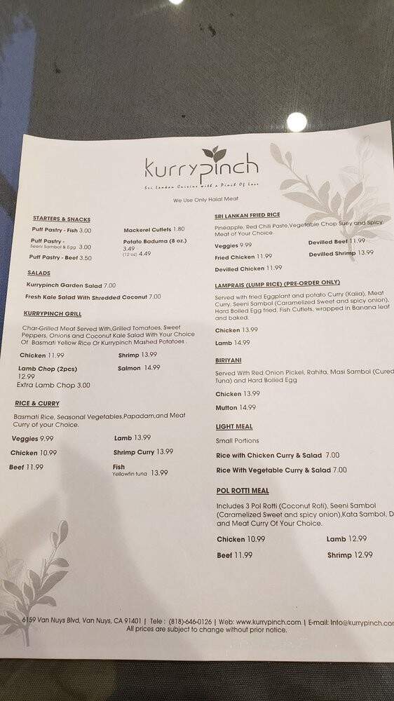Kurrypinch - Van Nuys, CA menu_pic