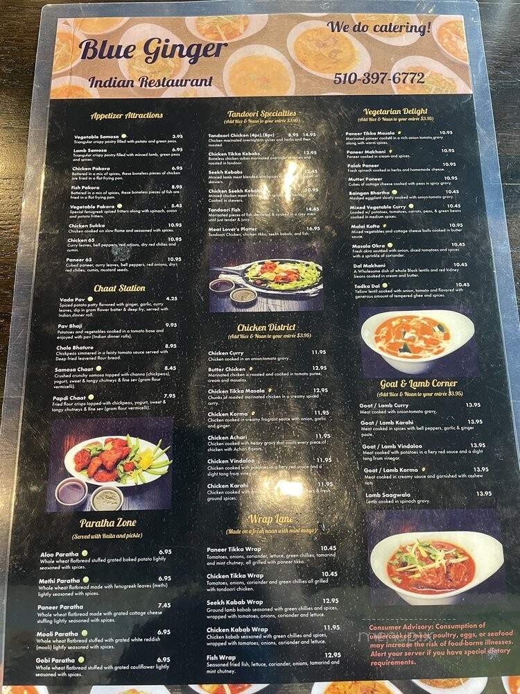 Blue Ginger Indian Restaurant - Hayward, CA menu_pic