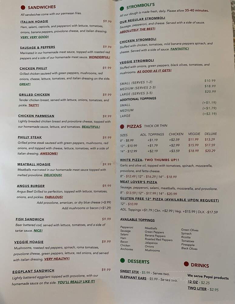 Frank's Famous Stromboli's, Pizza & More - Westerville, OH menu_pic
