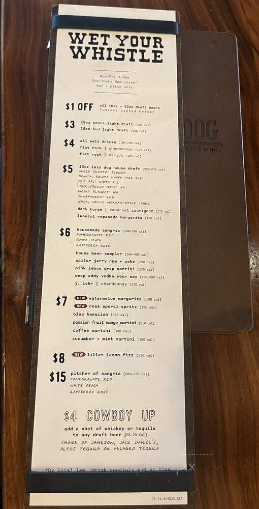 Lazy Dog - Allen, TX menu_pic
